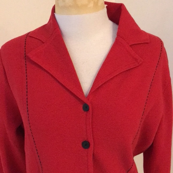 Pendleton large red front button cotton blend cardigan sweater. - Picture 2 of 9